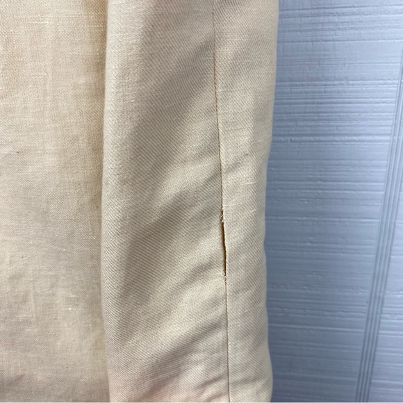 NWT Anthropologie Beige Oleander Linen Floral Appliqué Sleeveless Pencil Dress - Picture 4 of 6